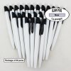 Clipper Pens - White Body with Black Clip - Blanks - 50pkg Clipper Pens - White Body with Black Clip - Blanks - 50pkg