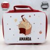 Personalized Cupcake Theme - Red School Lunch Box for kids Personalized Cupcake Theme - Red School Lunch Box for kids