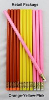 ezpencils - 12 pkg. Blank Hexagon Pencils - Orange-Pink-Yellow ezpencils - 12 pkg. Blank Hexagon Pencils - Orange-Pink-Yellow