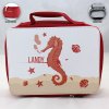 Personalized Sea Horse Theme - Red School Lunch Box for kids Personalized Sea Horse Theme - Red School Lunch Box for kids