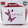 Personalized Butterfly Theme - Red School Lunch Box for kids Personalized Butterfly Theme - Red School Lunch Box for kids