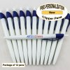 Clipper Pen, White Body, Blue Clip, 12 pkg - Custom Image Clipper Pen, White Body, Blue Clip, 12 pkg - Custom Image