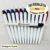 Clipper Pen, White Body, Assorted Clip, 12 pkg - Custom Image Clipper Pen, White Body, Assorted Clip, 12 pkg - Custom Image