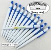 Dome Pen, White Body, Light Blue Clip, 12 pkg - Custom Image Dome Pen, White Body, Light Blue Clip, 12 pkg - Custom Image
